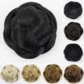 Miniatyrbild 5 av 11: Flätad hårbulle för brudförlängningsklämma i Chignon Retro Hai  2# 12cm