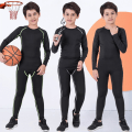 Miniatyrbild 8 av 11: Barns kompressionstighta shorts Topp Svettabsorberande Leggings Black green line 24
