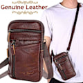 Miniatyrbild 10 av 11: Herr Äkta Läder Mode Telefonficka Bältesväska Midjeväska Crossbody Pack Y black One-size
