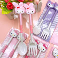 Miniatyrbild 6 av 11: Japansk Tecknad Flickig Färg Porslin Set Sött Barn Soppset Sked Portabel Student Gaffel J5T7 red cat 1set