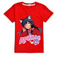 Miniatyrbild 1 av 3: APHMAU Flickor Pojkar Tecknad Tryckt T-shirt Sommar Kortärmad Tröja Bomull Rundhalsad Topp Red 130cm