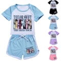 Miniatyrbild 2 av 3: Barn Taylor Swift Tryckt T-shirt och Shorts Set Pojkar Flickor Sommar Pyjamas Nattkläder Purple 150cm