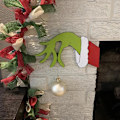 Miniatyrbild 4 av 6: Julstövare Handgjord Utskurna Julstövare Grinch Hand Dekoration Left Hand