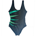 Miniatyrbillede 2 af 4: Stribet badetøj til kvinder, ét stykke monokini-badedragt, plus size Green & Black 4XL