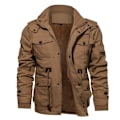 Miniatyrbilde 1 av 3: Herre Zip-Up Hettegenser Casual Hettegenser Fleecejakke Mote Løs Fjellklatring Topp Khaki 4XL