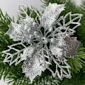 Miniatyrbild 2 av 2: Julgranspynt 10 st Konstgjorda Blommor Bröllopsdekoration silver 10PCS