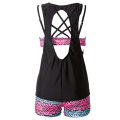 Miniatyrbild 2 av 3: Dam Bikini Tankini Set Sporty Baddräkt Badkläder Black Pink 3XL