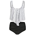 Miniatyrbillede 1 af 2: Dame Flæse Crop Top Bikini Sæt Højtaljet Badedragt Badetøj Polka Dots L