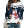 Miniatyrbilde 3 av 4: Juletopper for kvinner Snømann Gensere Langermet Bluse A 2XL