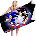 Pikkukuva 1 / 2: Lasten sarjakuva 3D Sonic the Hedgehog pyyhe kesän uimarannalle, mikrokuitu, nopeasti kuivuva 75*150cm A 70*150cm