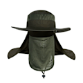 Miniatyrbillede 2 af 5: Mesh Fishmen hatte med bred skygge og klap til mænd og kvinder med maske Army green