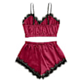 Miniatyrbild 4 av 4: Sext  Nattlinne Cami Topp Underkläder Set för Kvinnor Wine Red M