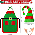 Miniatyrbild 2 av 5: Jultomtekläder Set för Kvinnor Män Förkläde Festtillbehör C