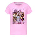 Pikkukuva 1 / 3: Taylor Swiftie -tyttöjen ja -poikien sarjakuvapainatuksella varustettu t-paita, kesäinen lyhythihainen puuvillainen pyöreäkauluksinen toppi Pink 140cm