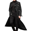 Miniatyrbild 2 av 3: Trenchcoat för män vintermode lång trenchcoat enkel färg varm krage kappa business casual kappa camouflage Black M