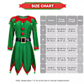 Miniatyrbild 6 av 7: Jultomtenissdräkt Set Santas Hjälpare Cosplay Outfit Klänning Bälte Öron Strumpor Tomteluva Skor för Kvinnor Julparty 2XL