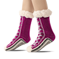 Miniatyrbild 1 av 2: 1 Par Ultra-Tjocka Cashmere-tofflor Hemstrumpor, Jultofflor, Jul med Halksäkra Tofflor Dark Purple
