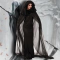 Miniatyrbild 10 av 11: Halloween Grim Reaper Kvinna Sheer Huvad Klädsel XL = UK 14