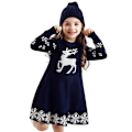 Pikkukuva 2 / 5: Tyttöjen pitkähihainen prinsessamekko joulumekko Navy Bule 110cm