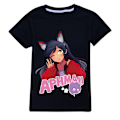 Miniatyrbild 1 av 3: APHMAU Flickor Pojkar Tecknad Tryckt T-shirt Sommar Kortärmad Tröja Bomull Rundhalsad Topp Black 130cm