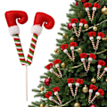 Miniatyrbild 1 av 5: 1 st jultomtebenspickar Julgranspynt Plysch Fylld Randig Tomtebenspickar Träd Topp Dekorationer för Semesterfest Dekoration Multicolour