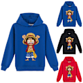 Miniatyrbild 2 av 3: Barn Pojkar ONE PIECE Monkey D.Luffy Hoodie Långärmad Huvtröja Red 140cm