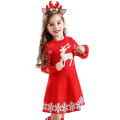 Miniatyrbild 11 av 11: Flickors Långärmad Prinsessklänning Julklänning Red