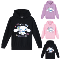 Miniatyrbild 2 av 3: Barn My Melody Cinnamoroll Tryck Pullover Hoodie Casual Sweatshirt Huvtröja Black 150cm