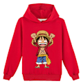 Miniatyrbild 1 av 3: Barn Pojkar ONE PIECE Monkey D.Luffy Hoodie Långärmad Huvtröja Red 130cm