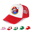 Miniatyrbillede 2 af 2: Super Mario Bros Baseballkasket Børn Udendørs Justerbar Åndbar Mesh Solhat Full Green