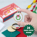 Miniatyrbild 5 av 7: Jul-Korsstygn Adventskalender, 2024 Jul Sömnad Korsstygn Adventskalender Broderi Kit Red