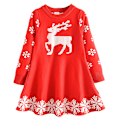 Pikkukuva 3 / 5: Tyttöjen pitkähihainen prinsessamekko joulumekko Red 140cm