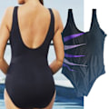 Miniatyrbillede 1 af 4: Stribet badetøj til kvinder, ét stykke monokini-badedragt, plus size Purple & Black 4XL