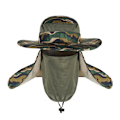 Miniatyrbillede 5 af 5: Mesh Fishmen hatte med bred skygge og klap til mænd og kvinder med maske Army green