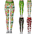 Miniatyrbillede 3 af 4: Højtaljede juleleggings til kvinder med striber C L