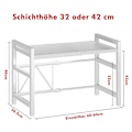 Miniatyrbillede 7 af 7: Køkkenhylde, udtrækkelig mikrobølgeovnsstand med 6 kroge, 40-64 cm udtrækkelig mikrobølgeovnshylde, mikrobølgeovnsholder, med 6 kroge, til køkken, op til 30 kg White