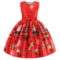 Miniatyrbild 3 av 5: Barnflickor Ärmlös Prinsessklänning för Julbröllop Big Red 100cm