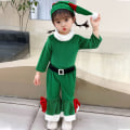 Miniatyrbild 4 av 7: Jultomte Kläder för Barn Baby Jul 3-Delars Set Green 80CM