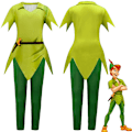 Miniatyrbild 3 av 5: Barnfilm Peter Pan Cosplay Grön Elf Topp Byxor Spetsig Hatt Set 130cm