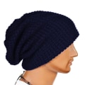 Miniatyrbild 1 av 2: Stickad Slouchy Beanie Mössa Vinterhatt Unisex navy bule
