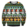 Miniatyrbillede 1 af 5: Jule sweater til kvinder, pullover, juletrøje, langærmet top Black Collar Santa M