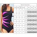 Miniatyrbillede 3 af 4: Stribet badetøj til kvinder, ét stykke monokini-badedragt, plus size Rose Red & Black 4XL