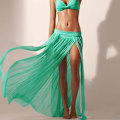 Miniatyrbillede 1 af 2: Dame Bikini Cover Up Lang Nederdel Slids Sarong Kjole Badetøj Green One Size