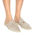 Miniatyrbild 5 av 8: LORO PIANA Charms Walk Utsmyckade Mockamules Tofflor White Grey 43