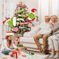 Miniatyrbild 4 av 5: 12 st Grinch Julgrans Toppar, Roliga Julgransprydnader Huvud/Ben/Skyltar Dekorationer för Träd Heminredning, Grinch Present till Barn Julgransprydnad 12PCS