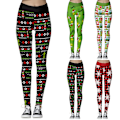 Miniatyrbillede 3 af 4: Højtaljede juleleggings til kvinder med striber B L