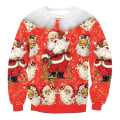 Miniatyrbild 6 av 9: Julkofta för kvinnor, långärmad tröja, julmönster Red Collar Black Sleeves XL