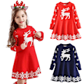 Pikkukuva 2 / 5: Tyttöjen pitkähihainen prinsessamekko joulumekko Red