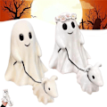 Miniatyrbillede 5 af 5: Festival Spøgelse Går Tur Med Sin Spøgelseshund 2024 Opgradering Søde Spøgelse Spøgelseshund Halloween Statue Sjov Halloween Figur Hjem Boys