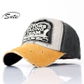 Miniatyrbild 1 av 3: Unisex Solhatt Denimhatt Distressed Vintage Trucker Basebollkeps Justerbar Yellow